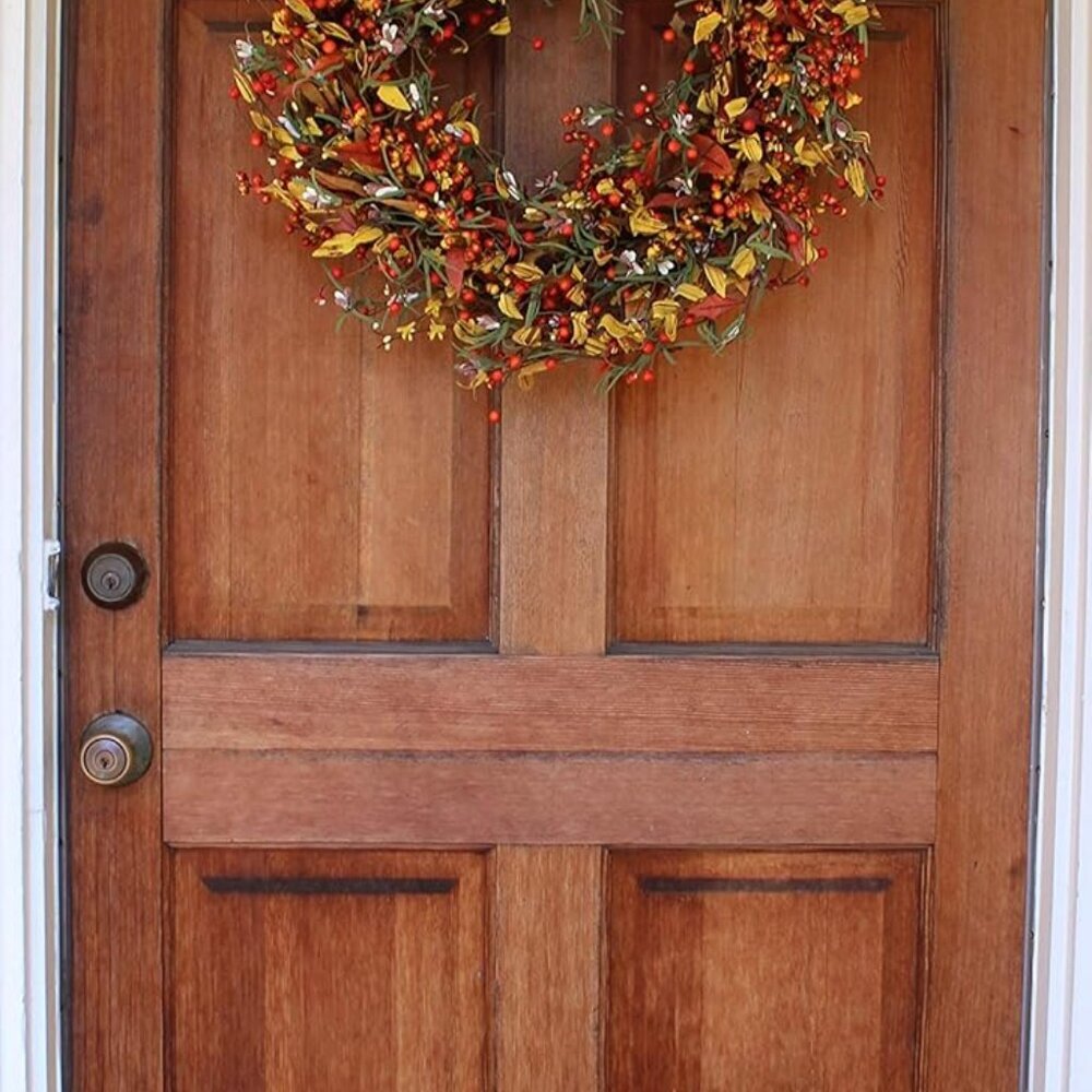 Appalachia Berry Silk Fall Door Wreath 24 inch, Handcrafted, Designed in , Full - Picture 7 of 9